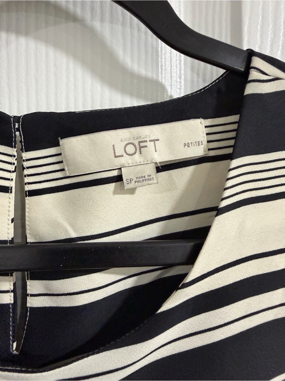 LOFT Black and Cream Striped Short Sleeve Tee - Picture 4 of 6